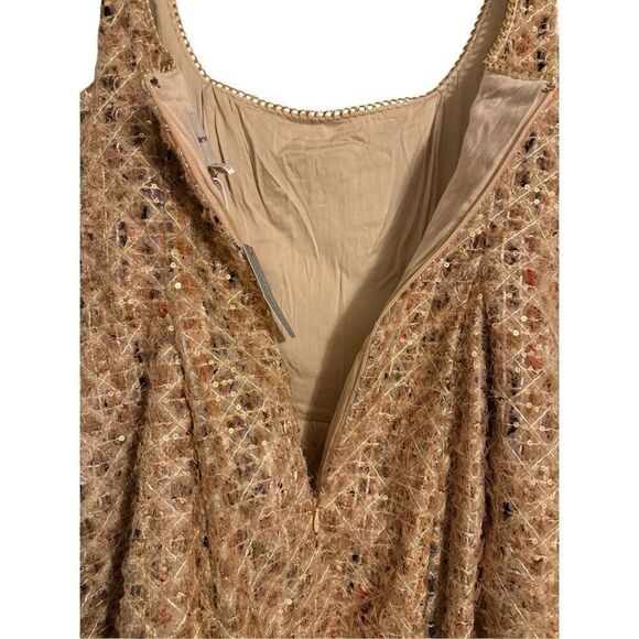 Brand New Anthropologie Maeve Tweed Fit & Flare Mini Dress Neutral 12 Petite - Picture 14 of 16